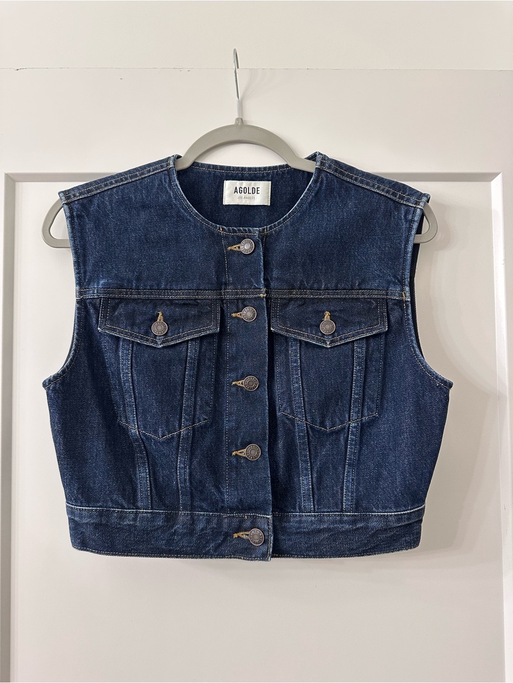 Agolde Dark Indigo Cropped Denim Vest